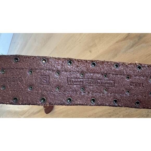 Fossil women\'s brown leather studded belt size small